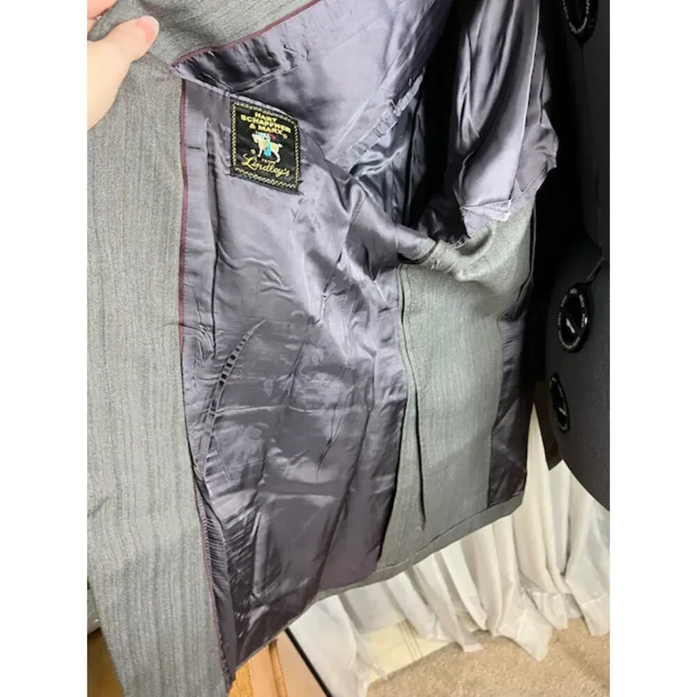 blazer herringbone striped  Vintage 1980s gray blue brown